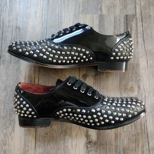 Paolo Iantorno Haute Couture Black Studded Oxfords